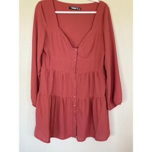 Missguided Peasant Ruffle Maxi Rust Pink Milkmaid Dress - FLAW Women's 10 542D